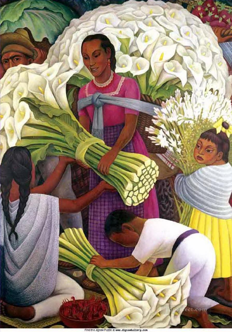 el vendedor de flores 2 Diego Rivera Pintura al óleo